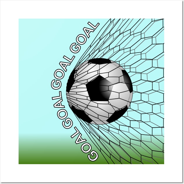 Soccer Ball In Goal Net Wall Art by Designoholic